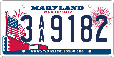 MD license plate 3AA9182