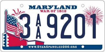 MD license plate 3AA9201