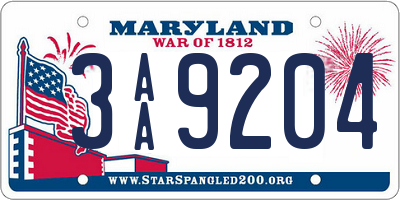 MD license plate 3AA9204