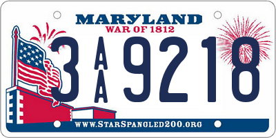 MD license plate 3AA9218
