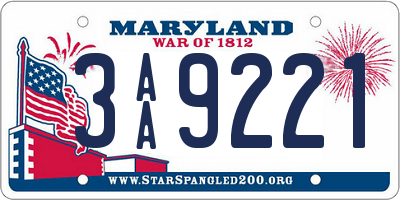 MD license plate 3AA9221