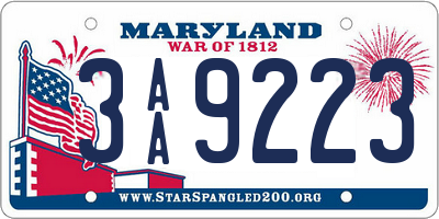 MD license plate 3AA9223