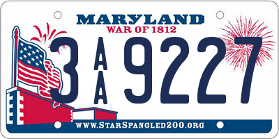 MD license plate 3AA9227