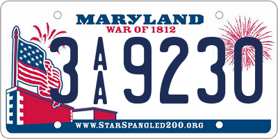 MD license plate 3AA9230