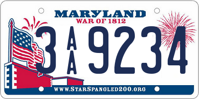 MD license plate 3AA9234