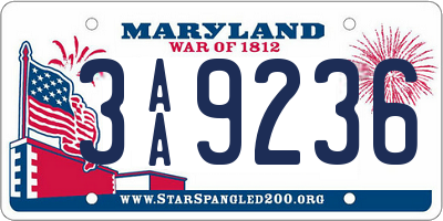 MD license plate 3AA9236