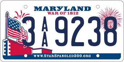 MD license plate 3AA9238