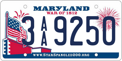 MD license plate 3AA9250