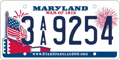 MD license plate 3AA9254