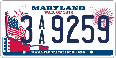 MD license plate 3AA9259