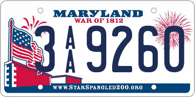 MD license plate 3AA9260