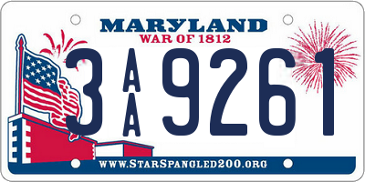 MD license plate 3AA9261