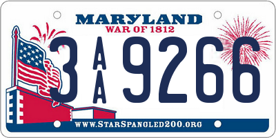 MD license plate 3AA9266