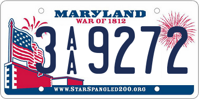 MD license plate 3AA9272