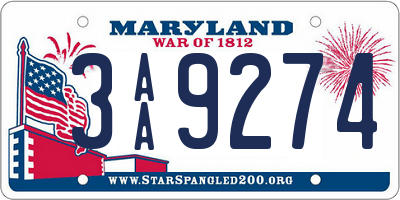 MD license plate 3AA9274