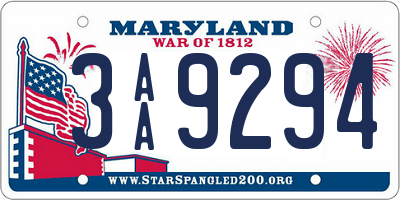 MD license plate 3AA9294