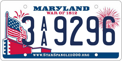 MD license plate 3AA9296