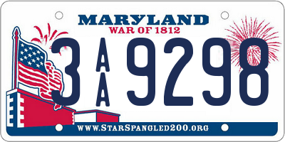 MD license plate 3AA9298