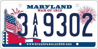 MD license plate 3AA9302