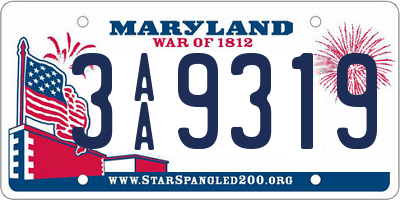 MD license plate 3AA9319
