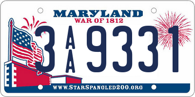 MD license plate 3AA9331