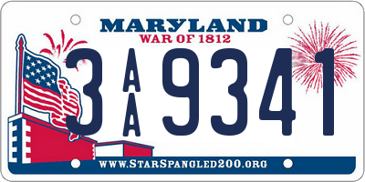 MD license plate 3AA9341