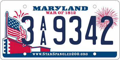 MD license plate 3AA9342