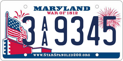 MD license plate 3AA9345