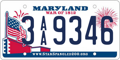 MD license plate 3AA9346