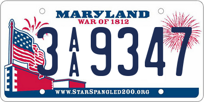MD license plate 3AA9347