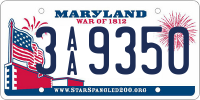 MD license plate 3AA9350