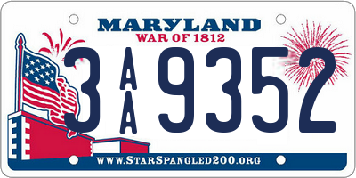 MD license plate 3AA9352