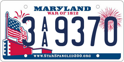 MD license plate 3AA9370