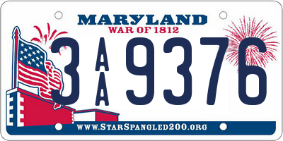 MD license plate 3AA9376