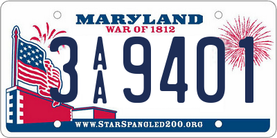 MD license plate 3AA9401