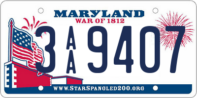 MD license plate 3AA9407