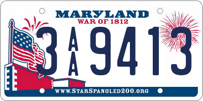 MD license plate 3AA9413