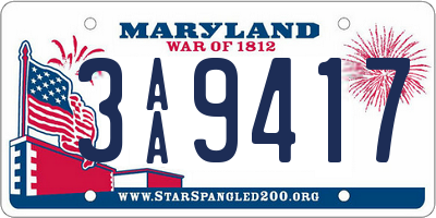 MD license plate 3AA9417