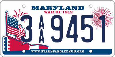 MD license plate 3AA9451