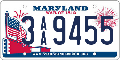 MD license plate 3AA9455