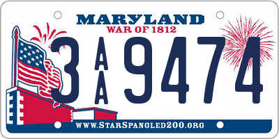 MD license plate 3AA9474