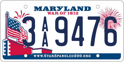 MD license plate 3AA9476
