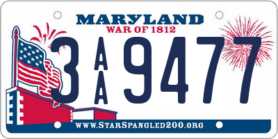 MD license plate 3AA9477