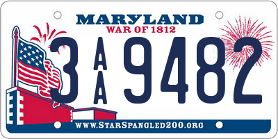 MD license plate 3AA9482