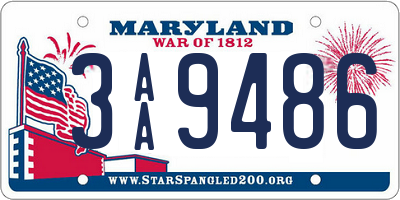 MD license plate 3AA9486