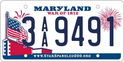 MD license plate 3AA9491