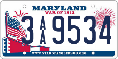 MD license plate 3AA9534