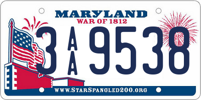 MD license plate 3AA9538