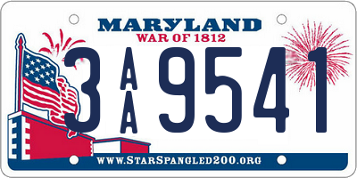 MD license plate 3AA9541