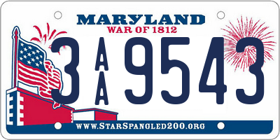 MD license plate 3AA9543